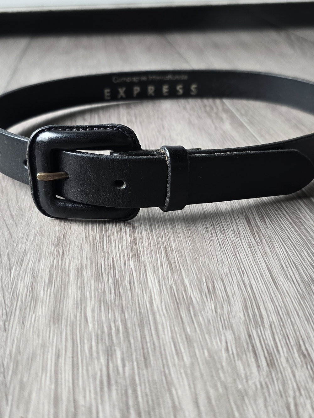 Express Genuine Italian Leather Black Belt Matte Buckle Made USA Small S